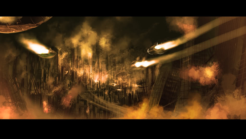 Illustration for article titled Astounding Concept Art of Cities Being Demolished